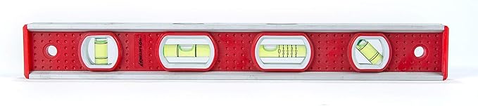 Swanson Tool Co TBL001M 12 inch Aluminum Frame Magnetic Toolbox Level with Pitch Vial, Top Read Views, with 3 Rare Earth Magnets and 4 Bubble Vials for 0°/90°/45° Measurements