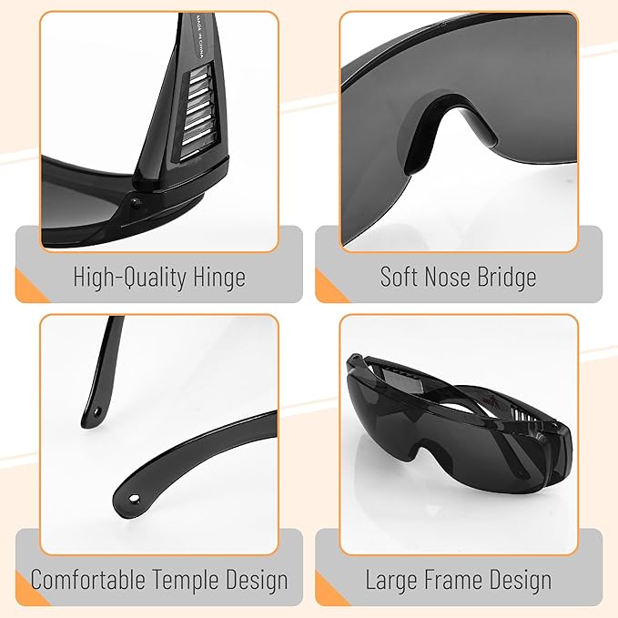 UNCO- Safety Goggles Over Glasses, Protective Goggles, Safety Goggles Anti Fog, Work, Safety Glasses Over