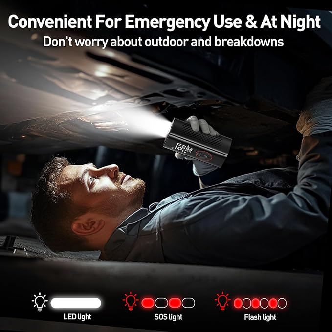 Tire Inflator Portable Air Compressor - Cordless Air Pump for Car Tires 150PSI&10000mAh, Portable Tire Inflator for Car with Pressure Gauge, Mini Tire Pump for Bike, Motorcycle, Ball, Auto Shut-off