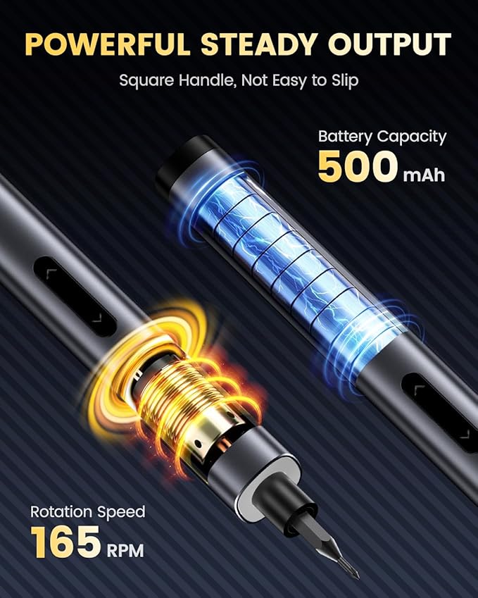 Electric Screwdriver Set, UF-TOOLS Rechargeable Cordless Screwdriver Kit, Precision Repair Tool Kit with Bits, LED Lights, Charging Cable, Carrying Case, for Watches, Phones, Glasses