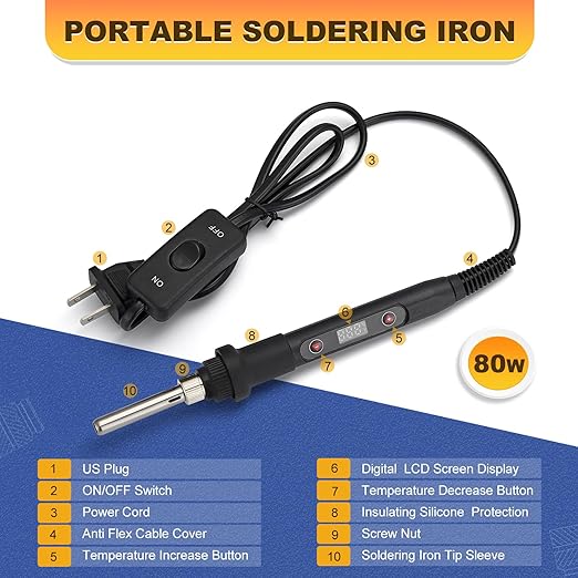 Professional Heat Set Insert Tool Kit: 80W Soldering Iron Heat Insert Tool with 520pcs Brass Inserts & Heat Set Insert Tips (M2-M8) for 3D Printing