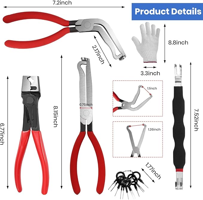 5 PCS Electrical Disconnect Pliers Connector for Cars,8in Multi-Use Tool Kit to Remove Automotive Connectors,Sensors,Terminal,Electrical Pin,Panel Clip Pliers,Safety Wire Plier,Fuel Line Clips