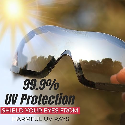 BISON LIFE Mirage Vented Safety Goggles with Adjustable Elastic Band & Protective Pouch, UV Protection Eye Goggles for Outdoor Activities, Mirror, Dustproof Glasses for Men & Women (1 Pack)