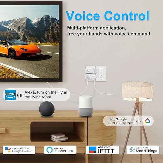 Ewelink 16a WiFi Smart Plug, App Remote Control Timer Outlet Power Socket with 2.4Ghz Wireless Switch, 2-in-1 Compact Design, Compatible with Alexa,Google Home, SmartThings