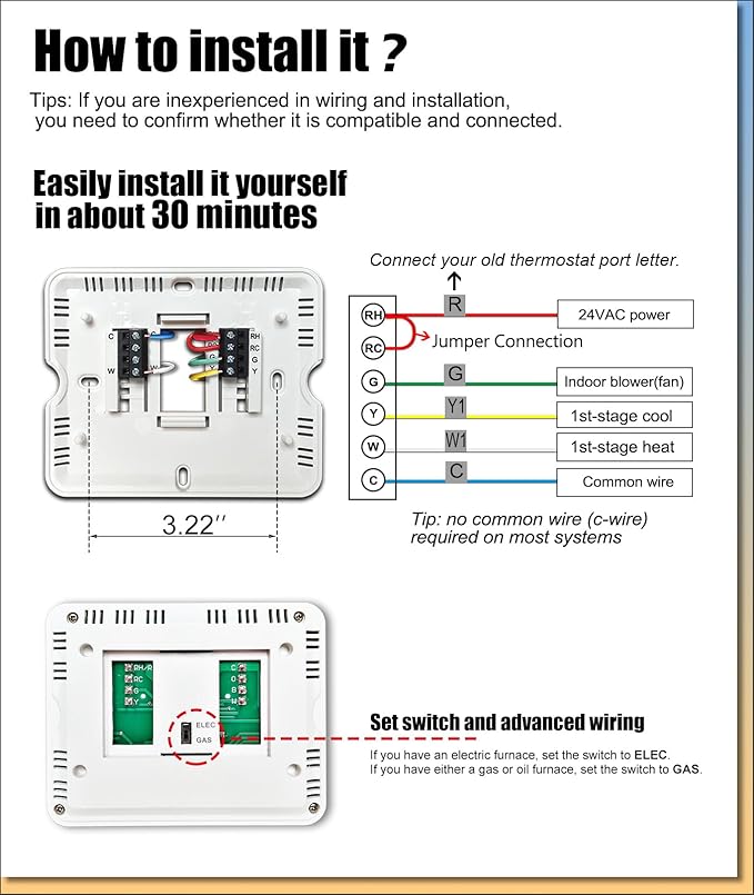 Non Programmable Thermostat for Home 1 Heat/1 Cool Single-Stage Compatibility, White Backlight