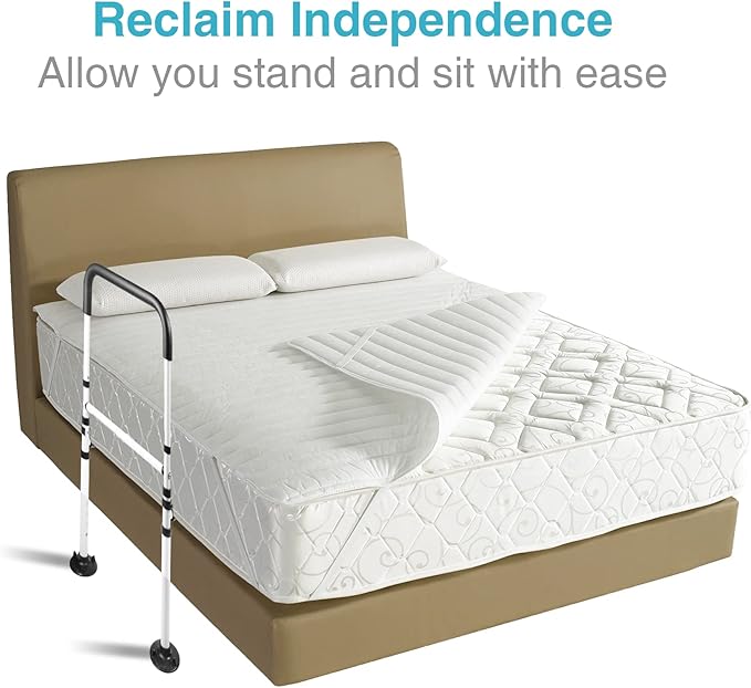 Bed Assist Rails Adjustable, Safety Bed Handle with Leg, Fall Prevention Hand Guard Grab Bar Bed Cane, Bed Rails for Elderly, Adults, Senior, Handicap, Disabled, Fit King, Queen, Full, Twin