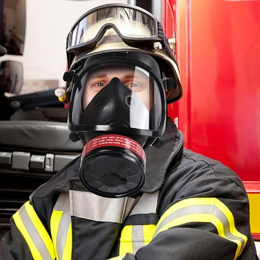 Gas Mask Survival Nuclear and Chemical, Full Face Respirator Mask with 40mm Activated Carbon Charcoal Filter Canister Reusable Respirator for Dust Spray Machining Medical Soldering Polishing