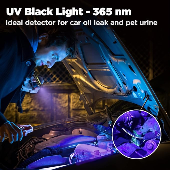 WORKPRO Flashlight Pen Light, Rechargeable Penlight with 365 nm UV Black Light, 450 Lumen LED Mini Pocket Flashlight, for Inspection, Work, Repair, Pet Secretion Detection