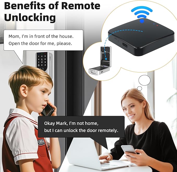 Smart Tuya Gateway,Tuya App Remote Control,Devices with Bluetooth Connectivity to Tuya-enabled Functions,Support Smart Key Box and Door Lock for Remote Unlocking (Black)