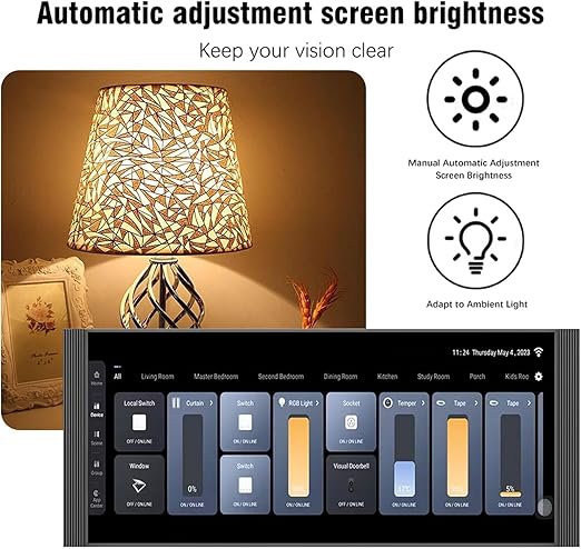 Smart Home Control Panel,12'' Dimmer and Background Music Player,Smart Life Tuya App Control Timer Switch for Smart Appliances