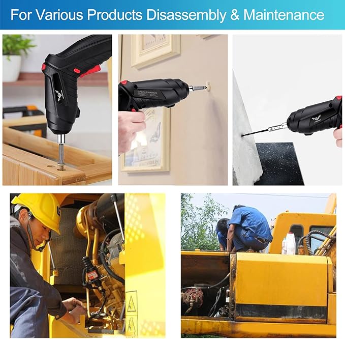 8 in 1 Electric Screwdriver, 3.6V Cordless Drill Screwdriver Rechargeable, 3.5N·m Max Torque Electric Screw Gun with 6 Accessory Kit, Micro USB, Front LED Light, Easy for Small Home Projects