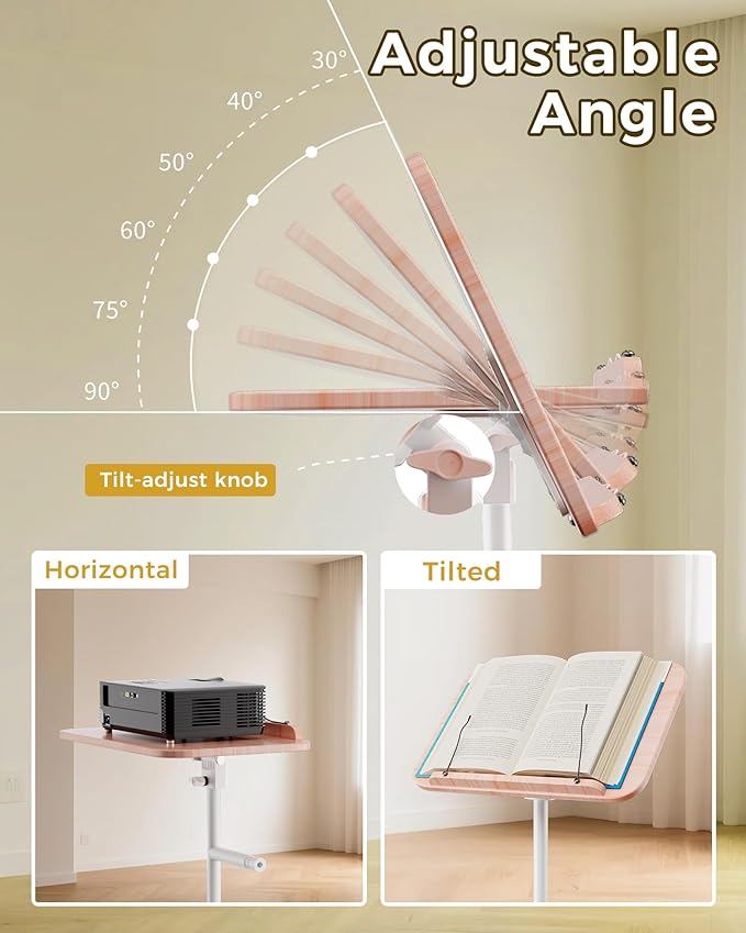 Laptop Stand Floor, Tablet Floor Stands Adjustable Height, Tall Laptop Podium Stand, Wood Music Stand, for Projector, Office, Meeting Room, Study