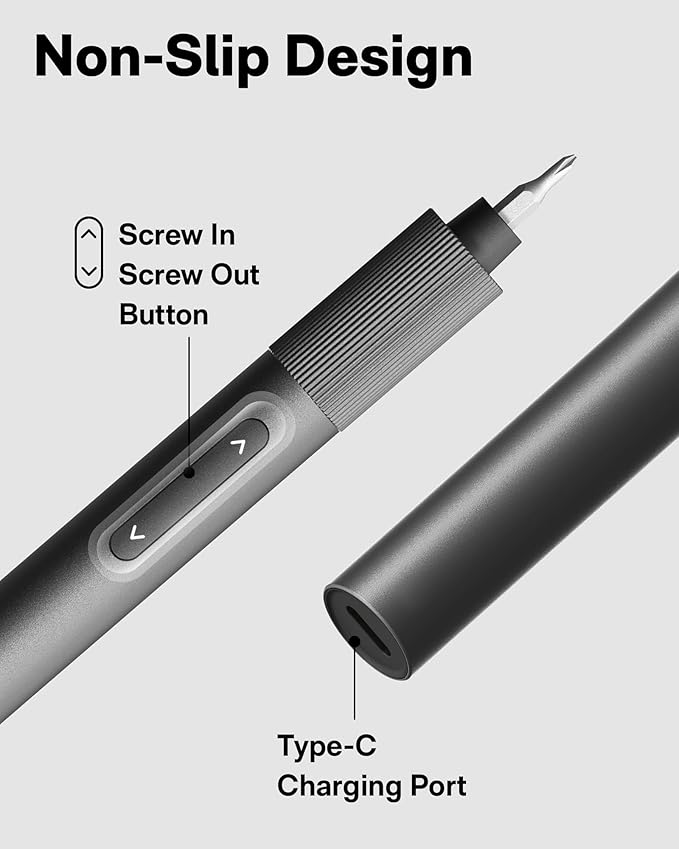 HOTO 25+24 Extra S2 Steel Bits Electric Precision Screwdriver Set, Magnetic Storage, Max. 3 N.M, USB-C Rechargeable, Mini Electric Screwdriver for Phone, Laptop, Camera Repair