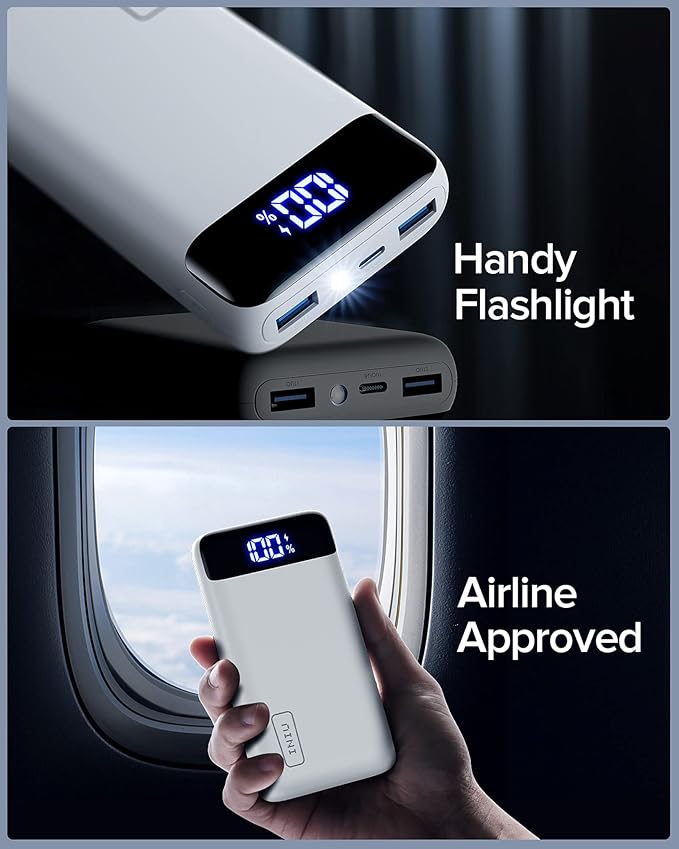 INIU Portable Charger, 22.5W PD3.0 QC4.0 Fast Charging LED Display 20000mAh Power Bank, Tri-Outputs Battery Pack Compatible with iPhone 16 15 14 13 12 Pro Samsung S22 Google iPad Tablet etc