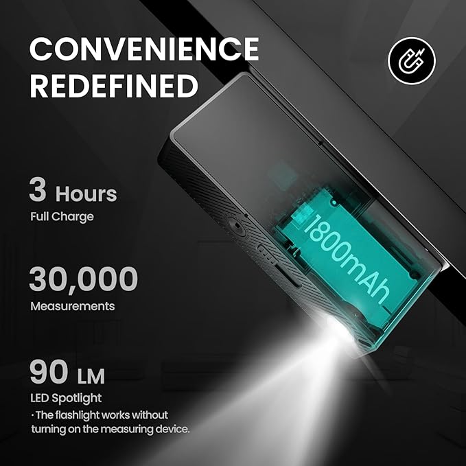 MiLESEEY 330 ft Smart Laser Tape Measure & Digital Ruler D9 PRO– IPS Touchscreen, App‑Sync, Visual Aligning Indicator, P2P, Live Angle Display Professional Measuring Tool