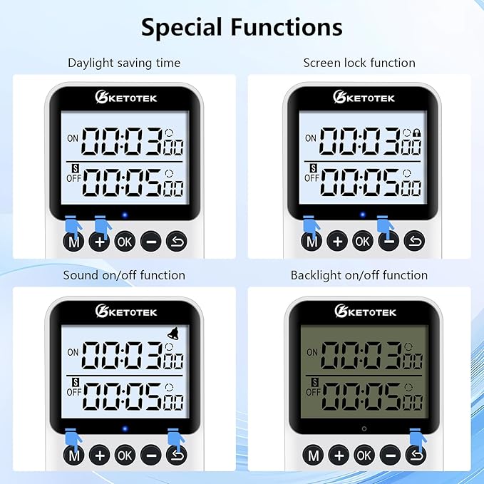 KTTS02 Digital Timer Outlet Plug in Timer Switch Socket Indoor Infinite Repeat Cycle Electrical Timer Switch, Countdown Timers for Lights,Aquarium,Pets Home Appliances