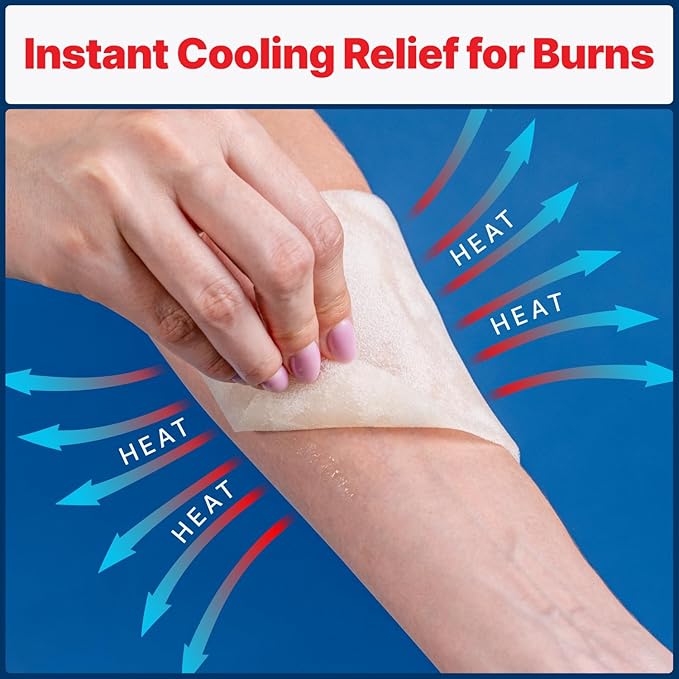 BurnFix® - 4 Pack-Burn Gel Dressing 4 x 4" Burn Care Cream First Aid Treatment. Immediate Pain Relief Hydrogel Burn Dressing for 1st, 2nd Degree Burns, Razor & Sunburns for Home, Work, Fire, EMS