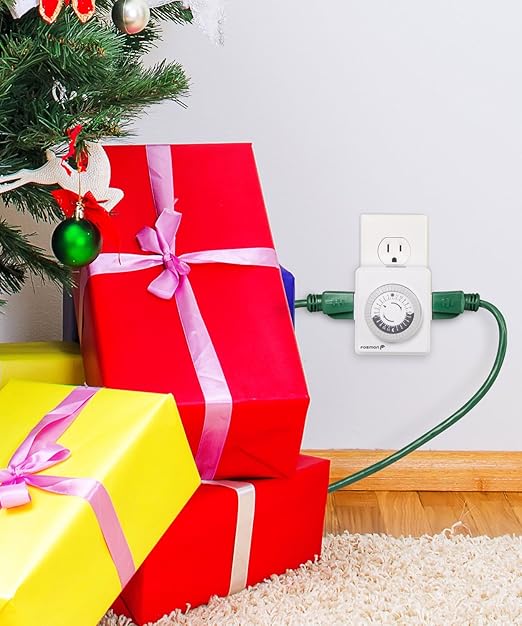 Fosmon 24-Hour Dual Timers Outlets for Electrical Outlets, Plug in Light Timer Programmable Indoor, Electric Plug for Lamp, Reptile, Grow and Christmas Light, Grounded, 3 Prong/15A/1875W- 3 Pack