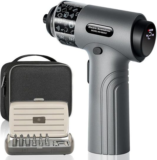 Cordless Electric Screwdriver, 3.7V Power Rechargeable Repair Tool Set with 32 Bits, Digital Display，6+1 Torque Setting，2500 mAh Battery, Gift for Electronic Computer Repairing
