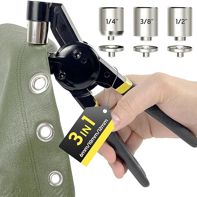 Grommet Tool Kit 1/2 1/4 3/8 Multi-Size Hole Punch, 600 Pcs Heavy Duty Grommets Tool Kit, Eyelets and Grommets for Tarps, Fabric Rings, Leather, Tents, Vinyl, Canvas and so on