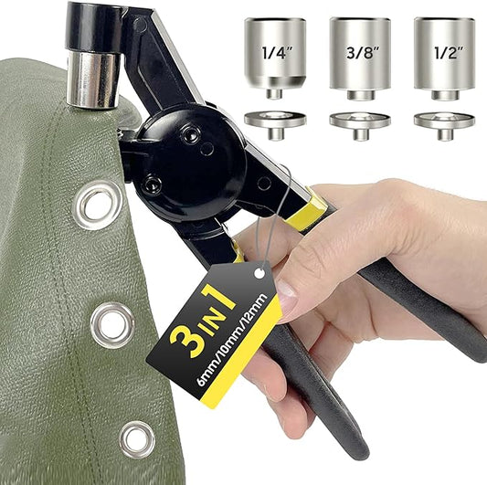 Grommet Tool Kit 1/2 1/4 3/8 Multi-Size Hole Punch, 600 Pcs Heavy Duty Grommets Tool Kit, Eyelets and Grommets for Tarps, Fabric Rings, Leather, Tents, Vinyl, Canvas and so on