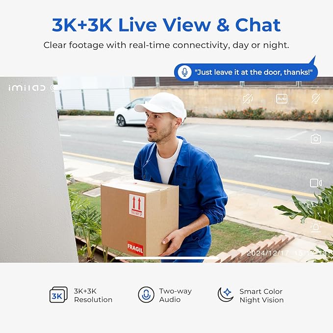 IMILAB EC6 Dual 3K+3K Plug-in Outdoor Security Camera: Outdoor Camera for Home Security w/Motion Spotlight/Siren, Wired 360° Rotate Cam, Person Tracking, 24/7 Continuous Recording, Color Night Vision