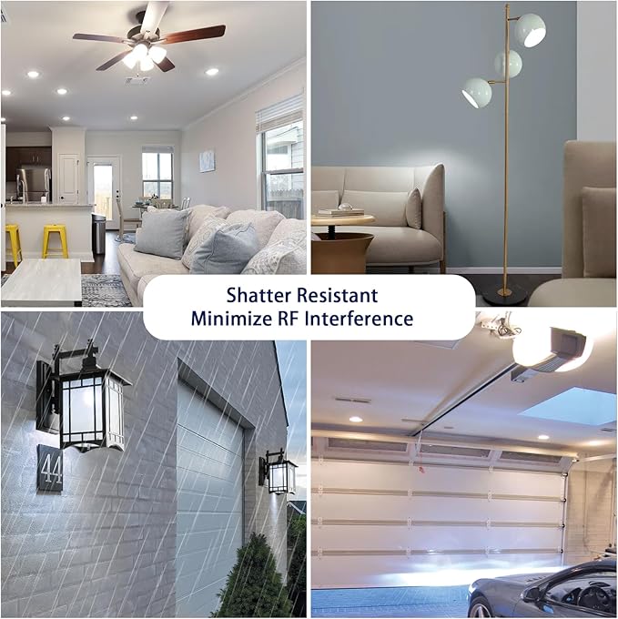 Garage Door Opener LED Light Bulb 2 Pack，15W Equivalent to 100W Garage Light Bulb,A19 5000K Daylight White E26 Base 120V Outdoor Light Bulbs,Minimize Interference,Dimmable