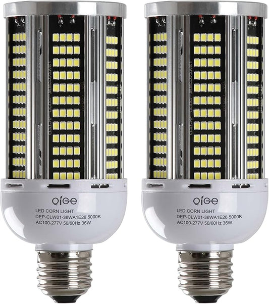 400W Equivalent LED Corn Light Bulb,5040Lumen 5000K 36W Daylight White E26/E27 Medium Base for Indoor Garage Warehouse Factory Workshop Street Backyard New Upgraded