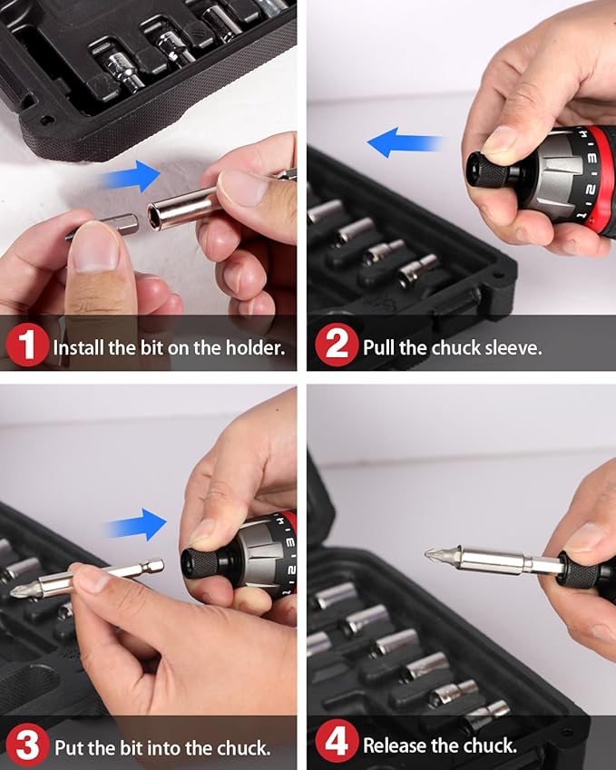 AVID POWER Electric Screwdriver Set Rechargeable 4V Cordless Screwdriver Kit with 11pcs Accessories, 5.65Nm Screw Gun, 5+1 Torque Setting, 2 Position Handle with LED Light-Dark Red