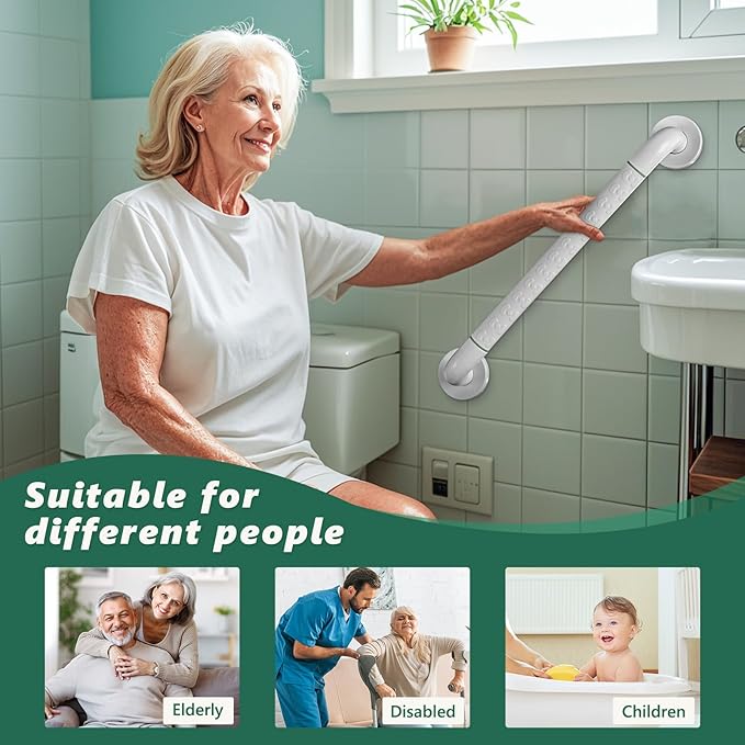 Grab Bars for Shower,2 Pack 20 Inch Shower Handle Bath Grab Rails with Anti-Slip Grip and Safety Luminous Circles,Stainless Steel Bath Handle Bathroom Grab Bar for Seniors, and Disability.