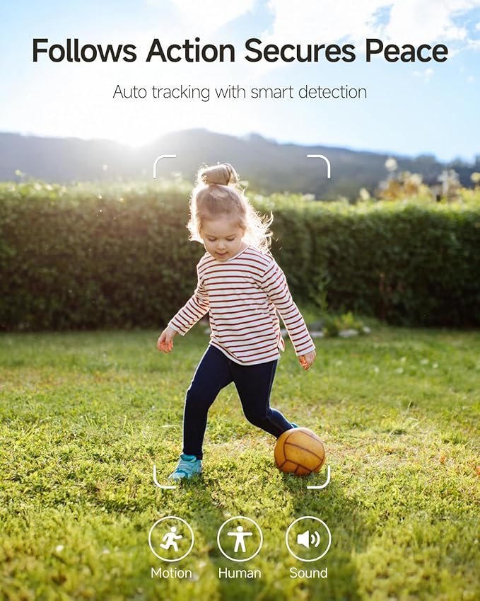 VIMTAG 2.5K Cameras for Home Security, Plug-in Power Security Camera Outdoor/Indoor, 2.4G/5G Wi-Fi, 360° View, Motion Tracking, Free AI Detection & Siren, Color Night Vision, IP66, SD/Cloud Storage