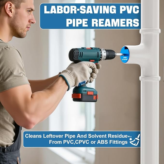 Ecarke 9 Pcs PVC Pipe Reamer Kit With 1/2 inch 3/4 inch 1 inch 1-1/4 inch 1-1/2 inch 2 inch 2.5 inch 3 inch 4 inch PVC Pipe Cutter Tool Kit PVC Fitting Saver Compatible with 1/2" Drills