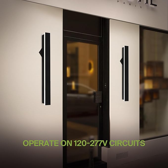 ASD LED 36" Long Wall Mount Light Fixture, Outdoor & Indoor Linear Sconce | 3CCT, Dimmable, Waterproof, Anti-Rust, ETL Listed | 30W 1900LM 3000-5000K 100-277V | Exterior Porch Lighting | Black, 2 Pack