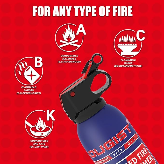 Fire Extinguisher for Home & Vehicle - 600g Fire Extinguisher | Grease & Electrical Fire Extinguisher for Kitchen, Car, Portable (6-Pack)
