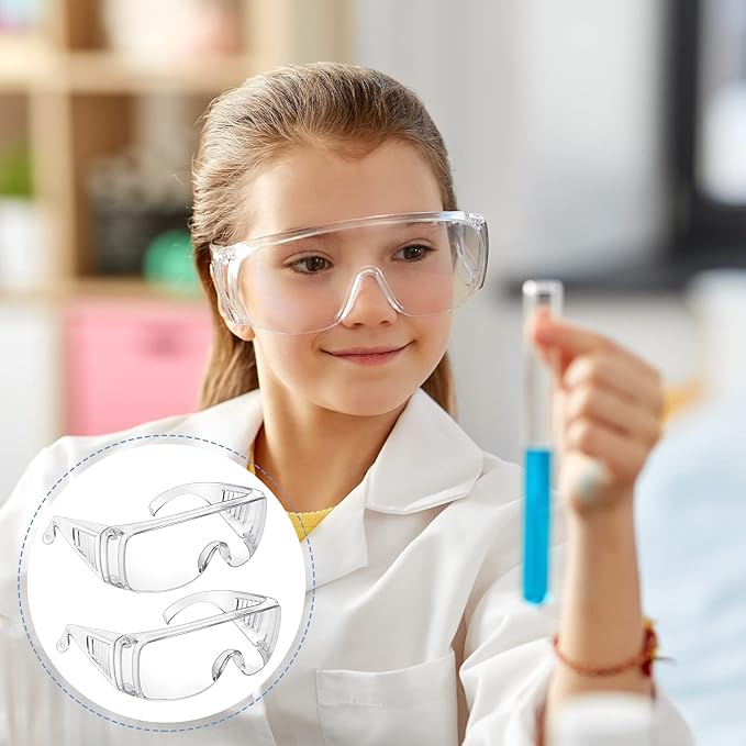 Queekay Safety Glasses over Eyeglasses Anti Dust Impact Scratch Safety Goggles for Men Women Nurses Workers Architect Lab