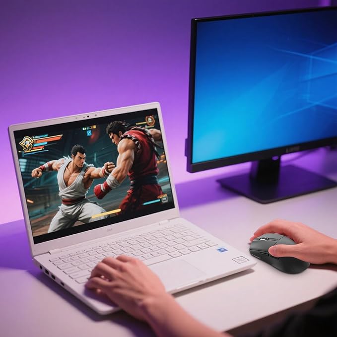 XuanGui Wireless Gaming Mouse,2.4G/BT/USB-C Wired,5-Level DPI 4000 Max,50g Lightweight,1000Hz Polling Rate,Macro Program,Side Buttons,44-Hour Battery Life,For Laptop/PC/Computer/Mac/Tablet (Black-2)