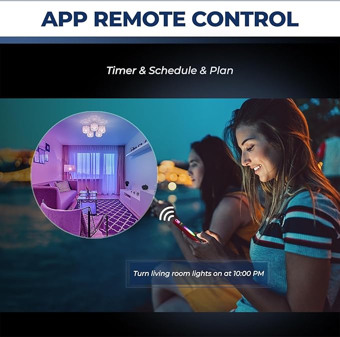 Smart Light Bulbs 50 Watt Equivalent, WiFi G16 1/2 Candelabra E12 Smart Bulbs Compatible with Alexa/Google Assistant, 5W 550LM, Ceiling Fan Light Bulbs, 2.4G WiFi Only, ETL Listed, 6PCS