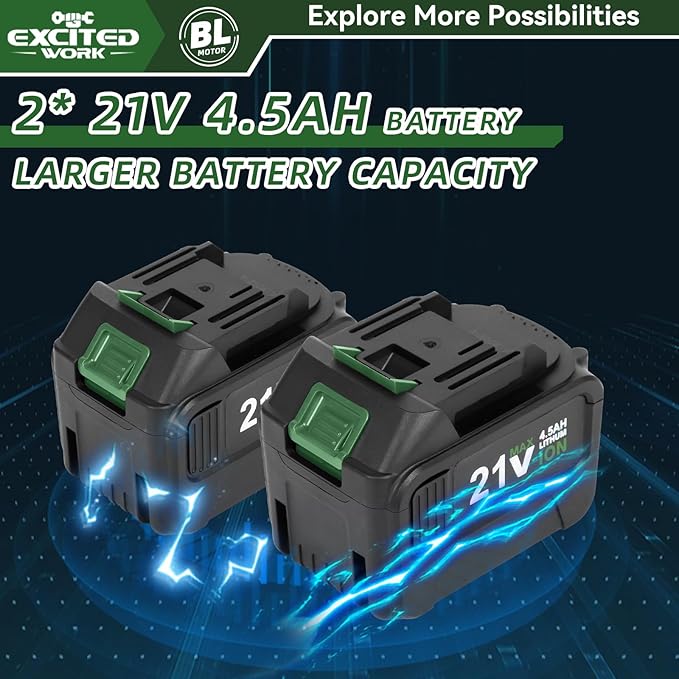 20V Brushless Impact Wrench Kit, 600Nm 1/2 Inch Impact Wrench with 2 x 4.5Ah Battery, 2500RPM High Torque Impact Gun, Fast Charger and Tool Box