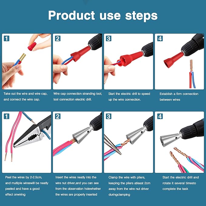 Wire Nut Twister,Wire Twisting Tool,Wire Nut Twiter for Drill,Spin Twist Wire Connector Socket,Wire Connector Driver with 1/4" Chuck,Wire Stripping and Twisting Tool(Wire Nut Twister Red)