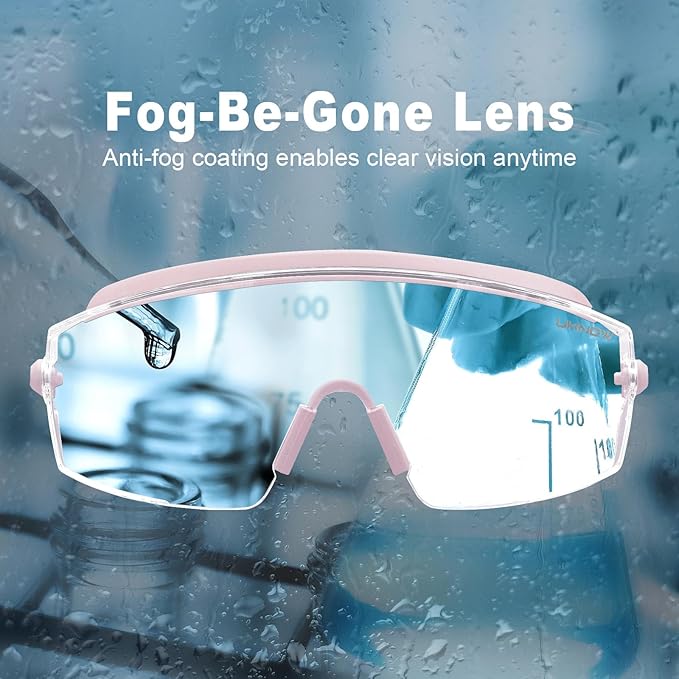 UKNOW Safety Goggles Over Glasses, Anti Fog Safety Glasses with Clear Wraparound Lens, ANSI Z87.1 Protective Eyewear