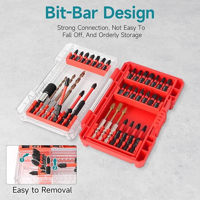 35Pcs Impact Drill and Driver Bit Set with a Storage Case, 28 Magnetic Screwdriver Bits, 3 Hex HSS Drill Bits, 3 Burrs, Magnetic Quick Change Chuck, for Power Screwdrivers