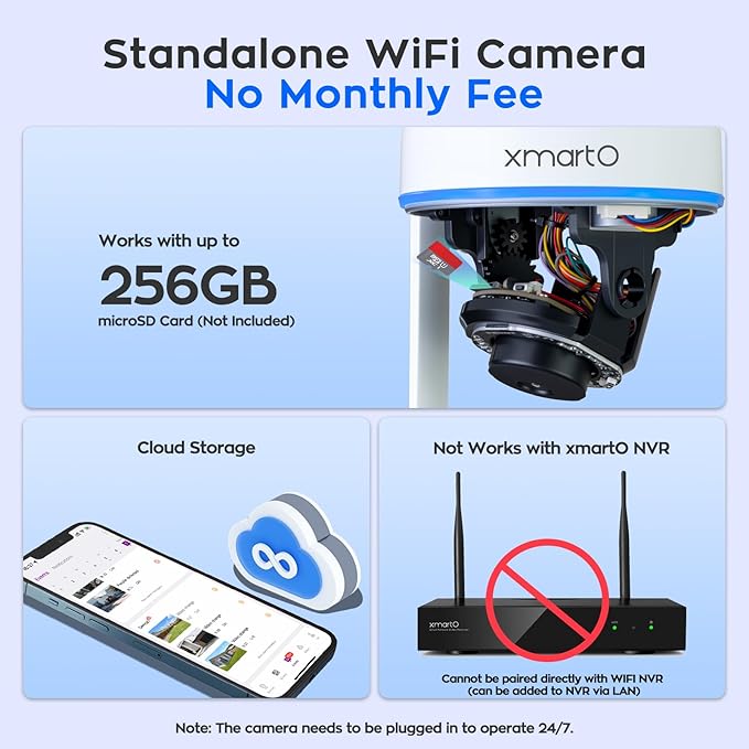 xmartO [2-Pack AI Tracking Dome CAM 2K HD Metal Dome PTZ Wireless Security Camera with Automatic Tracking, 2-Way Audio and Night Vision (Standalone WiFi Camera, DPM3034-Q2)