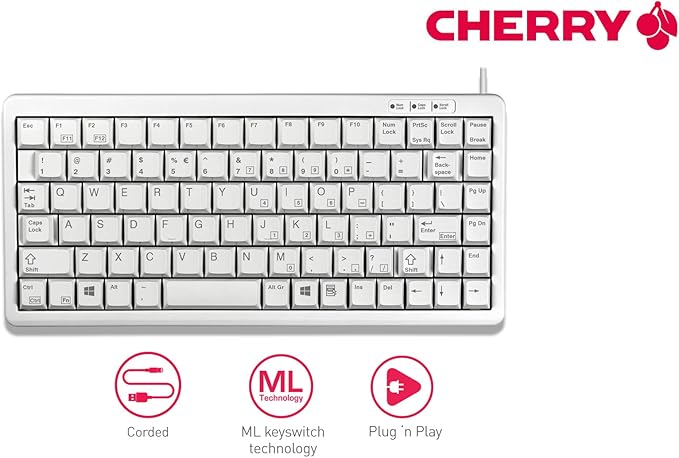 CHERRY ML 4100 Ultraslim Keyboard- Light Gray - US 83 Key Layout. USB & PS/2 (G84-4100LCAUS-0)
