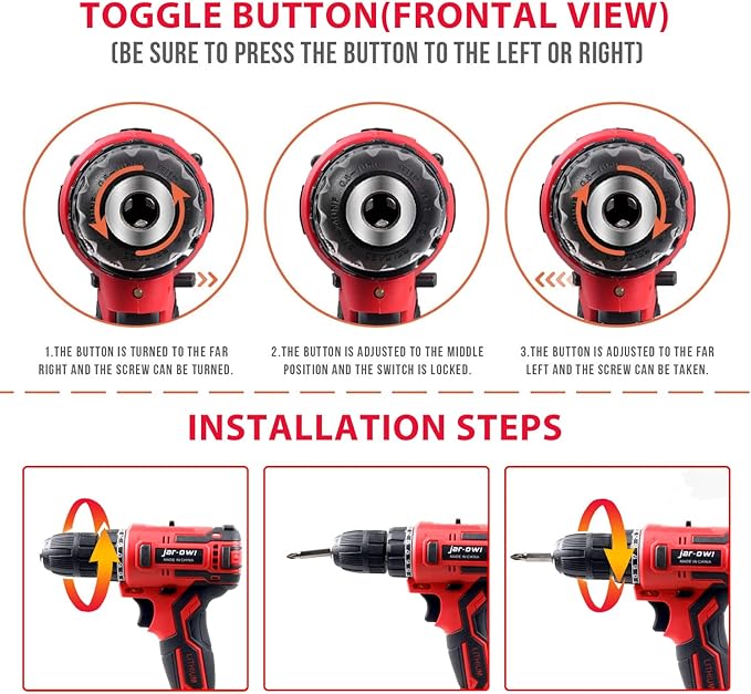 jar-owl Cordless Drill Set, 21V Brushless Drill Driver Kit, 1x 1.5Ah Li-ion Batteries, 319 In-lbs Torque, 3/8”Keyless Chuck, 2-Variable Speed, 25+1 Clutchfor for Home Tool Kit