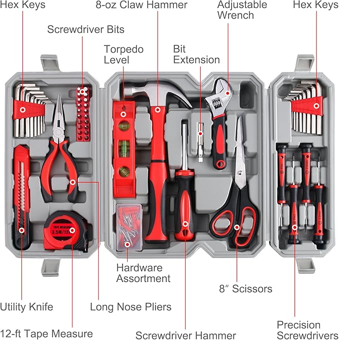 WINNER 160-Piece All-Purpose Household Tool Kit in Delicate Toolbox, Suitable for Both Male and Female, Great for Common Home Repairs, House DIY Project, Garage, Office, Housewarming and Birthday Gift