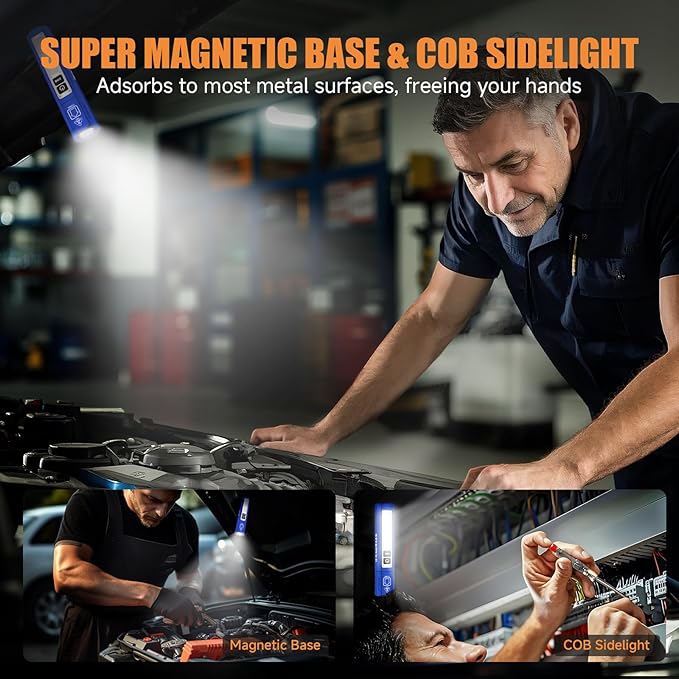 Rechargeable Tactical Flashlights High Lumens - Super Bright Small Powerful LED Magnetic USB C Flashlight, 8 Modes, Dual Button Waterproof Pocket Flash Light for Emergency, Car (2, Blue)