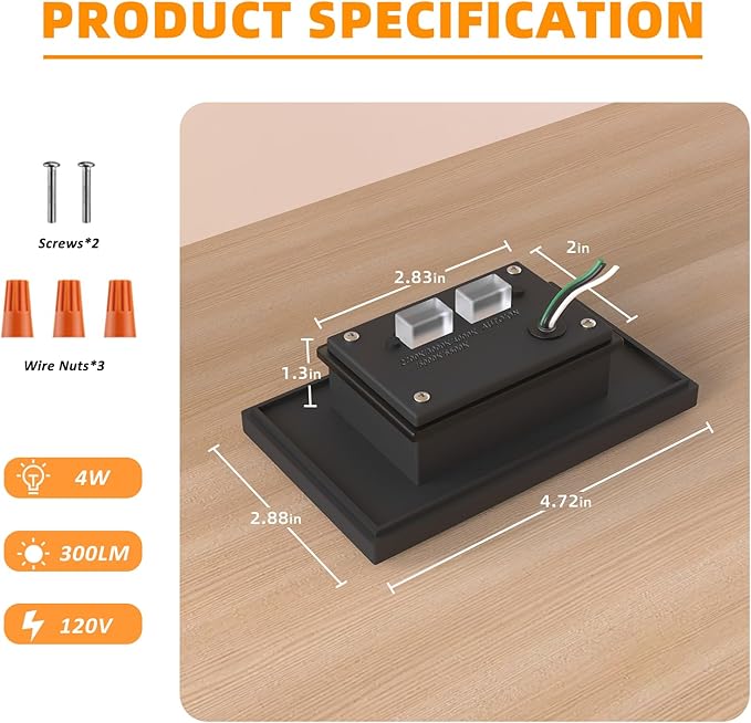 Motion Sensor Stair Lights Indoor Outdoor, 5CCT Dimmable LED Step Lamp with Switch, 4W 300LM, 2700K-6500K, IP66 Waterproof Hardwired 120V Stairway Staircase Walkway Lighting- Black, 12 Pack, ETL