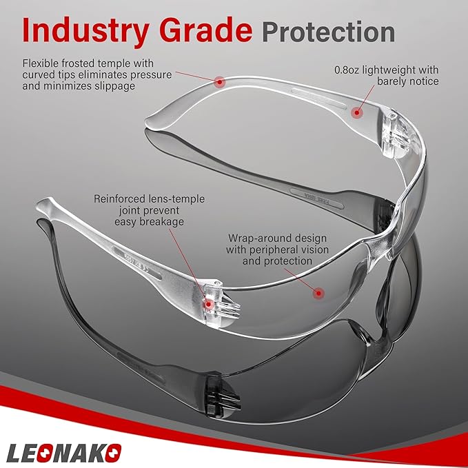 Clear Safety Glasses for Men Bulk of 24, Safety Goggles with Polycarbonate ANSI Z87.1 Impact Resistant Lens, Anti Scratch Protective Eyewear