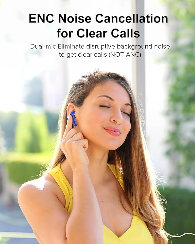 Wireless Earbuds, 42H Playtime Bluetooth 5.3 Headphones, HiFi Stereo Call Noise Cancelling Earbuds, IPX7 Waterproof Stereo in-Ear Earphones with LED Display for iOS Android (Ocean Blue)