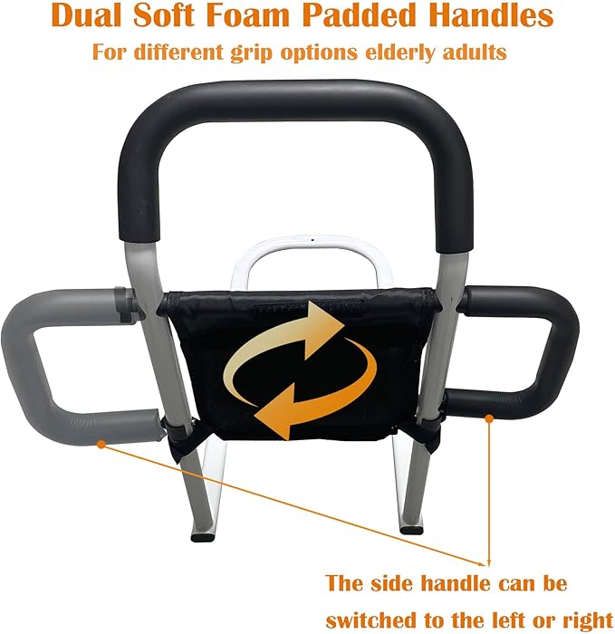 Bed Rails for Elderly Adults Safety, Bed Guard Rail with Dual Grab Bars for Seniors & Patients,Motion Light & Storage Pocket Support Up to 300lbs Fits King, Queen, Full, Twin Bed